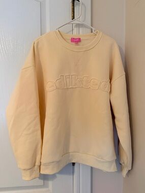 Edikted Pale Yellow Crewneck Sweatshirt with Embossed Logo